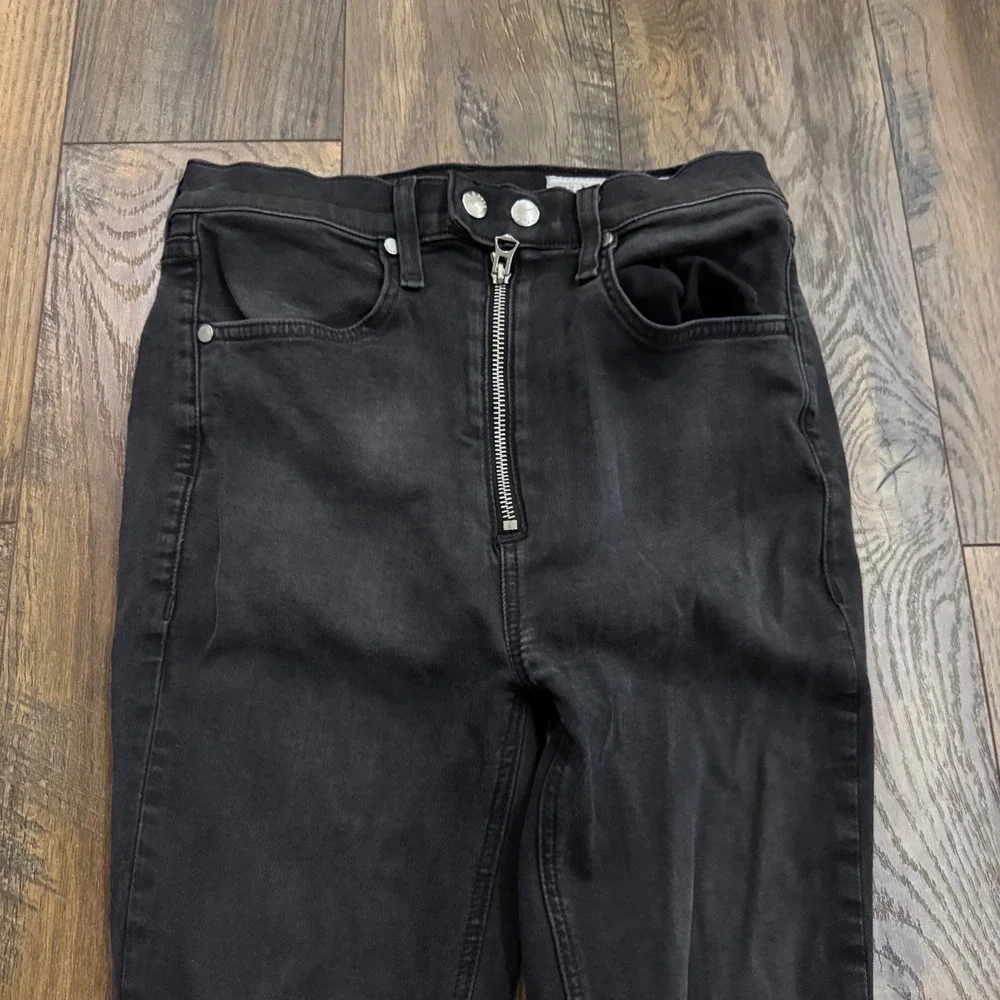 Rag & Bone Skinny Jeans Black Edgy Moto Zip High Rise Size 27 Grunge Emo Biker
